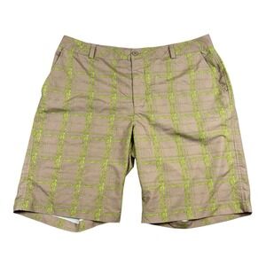 Under Armour Performance Men's Golf Shorts 38R 10" Inseam Green Brown‎ Plaid